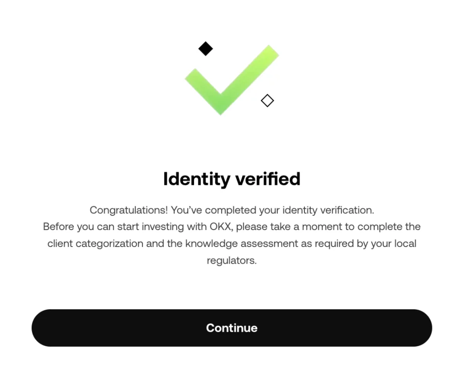Пройденная проверка личности OKX